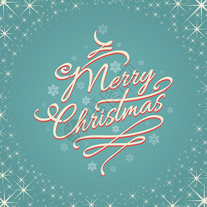 星回节字体设计圣诞快乐回写字母带闪亮星框架矢量插图背景