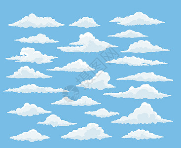 红白大气卡通卡通云矢量设置蓝色天空白云背景