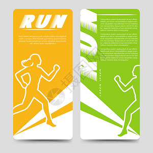 跑步海报设计运动小册子样板有女运动员小册子传单样板有女运动员样板矢量插图背景