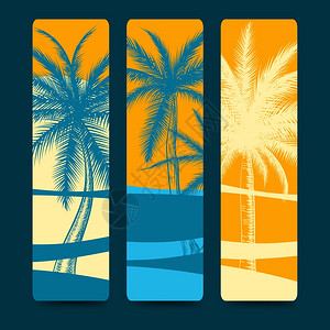 夏季风格书签上面有棕榈树夏季风格书签上面有棕榈树和海滩景观矢量插图图片