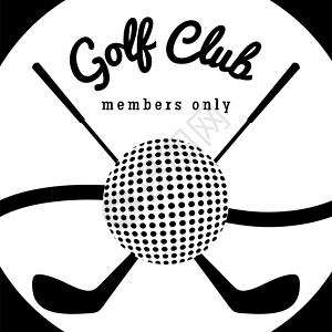 高尔夫俱乐部体育海报黑白高尔夫球徽标矢量图片