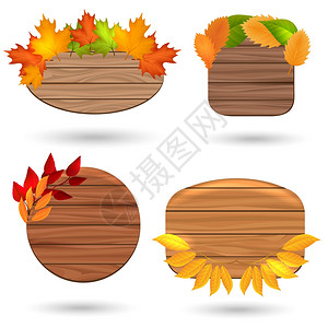 含有彩色叶子的秋木横幅含有彩色叶子矢量插图的秋木横幅图片