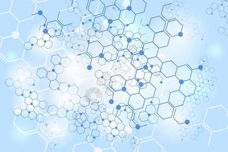 rpe核分子基因结构蓝色背景化学网络连接矢量背景插画