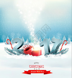 圣诞新年快乐新年快乐2017新年设计模板矢量插图插画