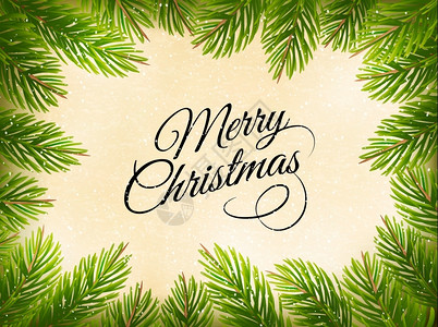 圣诞动图素材圣诞节背景绿色树枝矢量插画