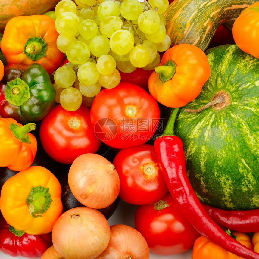 收集水果和蔬菜背景图片