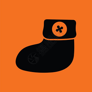 婴儿靴子橙色背景黑矢量插图图片