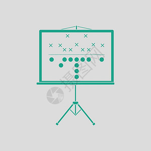 战术板美国足球比赛计划示意图灰色背景绿矢量插图插画