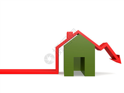 下跌基金市场房子市场正在下跌白色3D背景