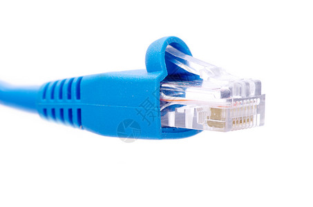同轴电缆白色背景的兰电缆和连接器背景