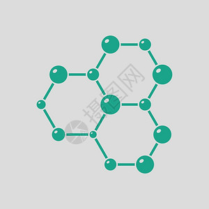 六边形结构绿色背景原子结构图插画