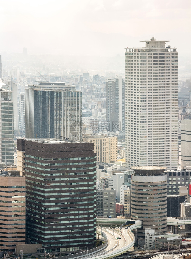 大阪天线建筑的空中景象日本市风图片