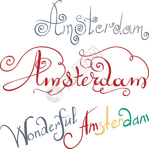 阿姆斯特丹手写字海报卡片书写艺术图片