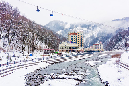 2016年月9日罗莎库托尔RosaKhutor索契世界级罗莎库托尔滑雪胜地背景图片