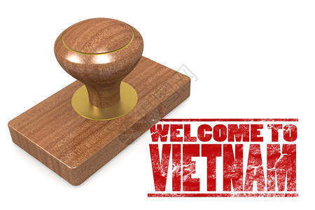红橡胶印章欢迎来到越南3d图片