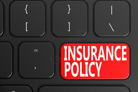 黑键盘上的保险政策3D图片