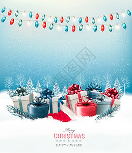 圣诞节GIF圣诞假期背景带礼物盒插画