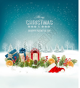 gif格式圣诞假期背景带礼物盒矢量插画