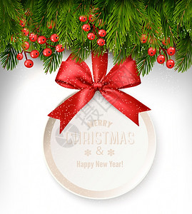 圣诞背景礼物卡树枝矢量背景图片