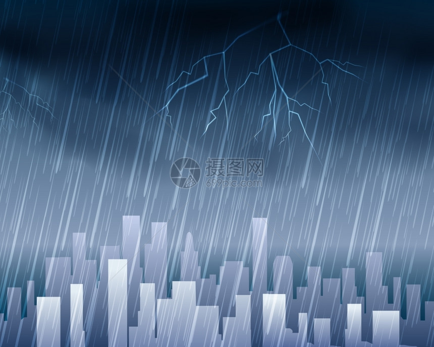 降雨城市天气线图片