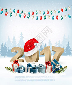 新年假期背景2017年和加兰矢量图片