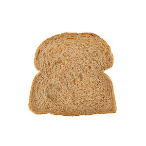 白上孤立的棕色面包切片图片
