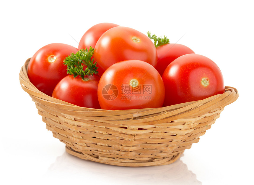 白背景孤立的西红柿图片