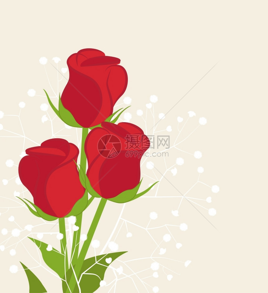 矢量红玫瑰插图图片