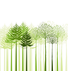 矢量绿色混合林树木景观背景图片