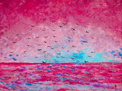海晒日落天空鸟粉红色图片