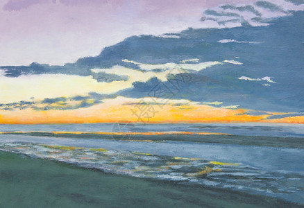 在海滩上画一个典型的风景背景图片