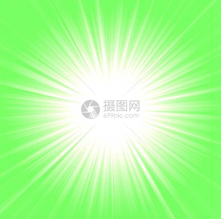 太阳光束向各个方绿色和白图片