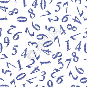 BlueGrunge数字在白背景上无缝模式Grunge数字无缝模式图片