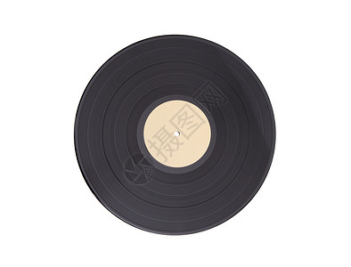 黑色乙烯唱片lp相册盘用空白标签孤立的长期播放磁盘背景图片