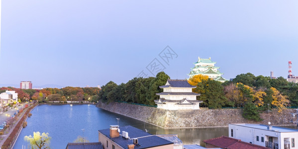 日本名古屋城堡落全景高清图片