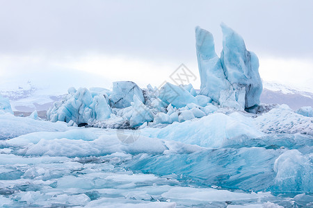 冰帽冰岛Vatnajojakull冰川的Jokulsarlon湖冰川背景