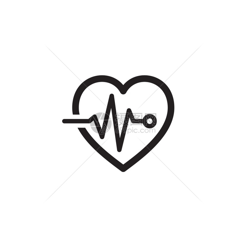 心电图和医疗服务标平面设计心脏与电图隔离图片