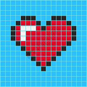心形素材视频视频游戏心脏Mosaic心脏老旧视频游戏设计情人节背景用于封面贺卡礼品包装请柬印刷小册子或传单矢量插图插画