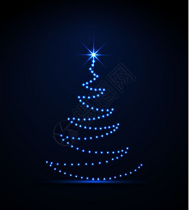 圣诞闪耀矢量矢量圣诞树黑暗背景的矢量圣诞树插画