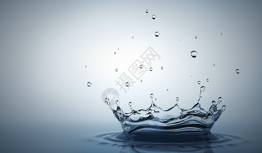 水点喷在浅灰色背景上喷水3D插图图片