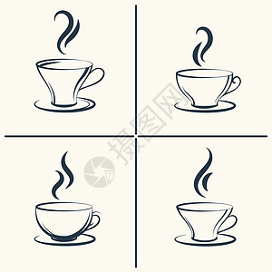 热像图装有烟雾图标的咖啡杯装有烟雾图标的咖啡杯背景