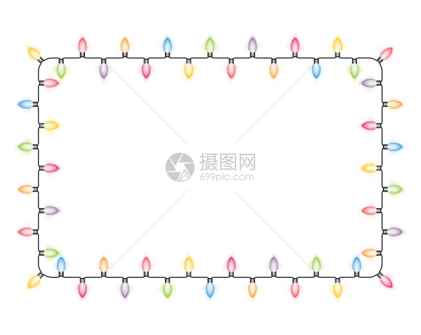 圣诞灯框架由彩色圣诞灯矢量eps10插图组成的框架图片