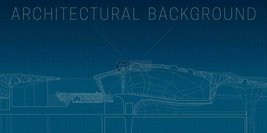 蓝图建筑横向背景线蓝色背景图片