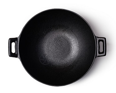 在白色背景上被孤立的铁wok铁的wok图片