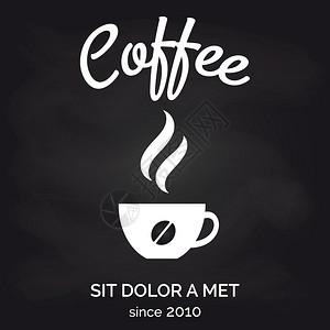 咖啡厅或餐馆黑板海报设计配有咖啡杯和字母标志图片