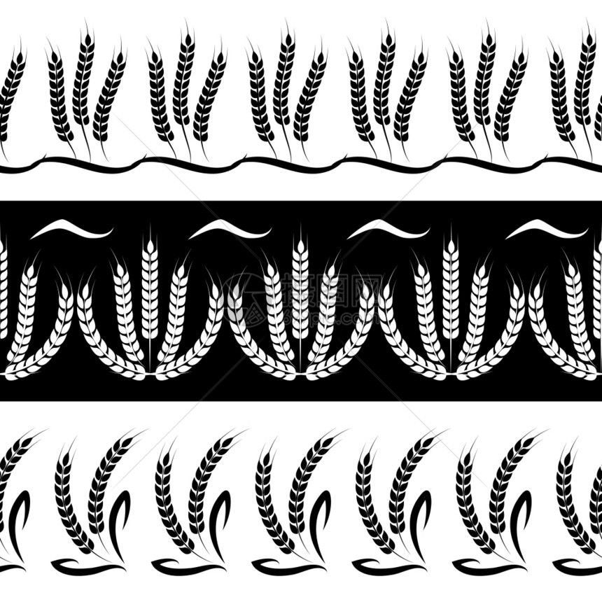 小麦分支无缝边界设置黑白小麦分支设置无缝边界黑白小麦分支设置无缝边界图片