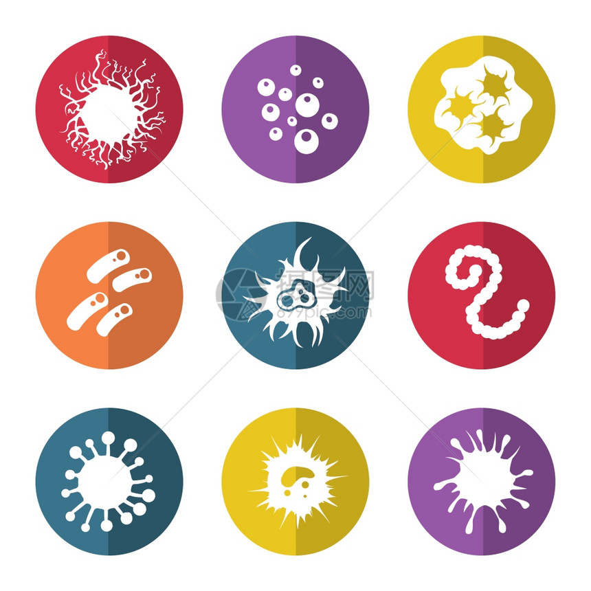 免疫细菌和感染微生物图标免疫细菌和感染微生物平式图标图片