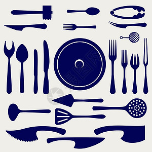 刀子图标熔岩图标设置在灰色背景上熔岩矢量图标设置在灰色背景上勺子刀叉餐具和其他厨房元素设置在灰色背景上背景