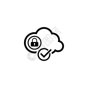 锁子标志云层安全图标平面设计商业概念孤立说明背景