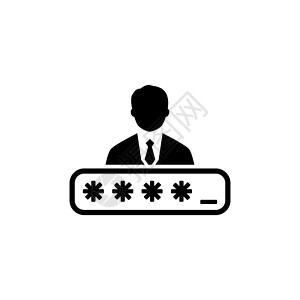 位置ui个人安全图标平面设计带有人和密码框的安全概念孤立的演示应用符号或UI元素背景